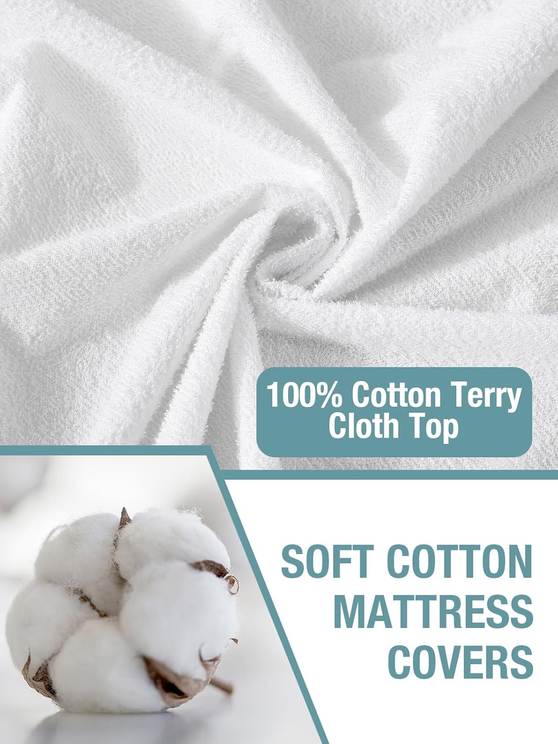 Bedecor Queen Waterproof Mattress Protector, Pee Proof Cotton Terry Cover | Noiseless, Soft Cotton Terry, Breathable, Fitted Elastic Deep Pocket 9-18 in, Washable, for Incontinence, Kids, Pets, Elderly
