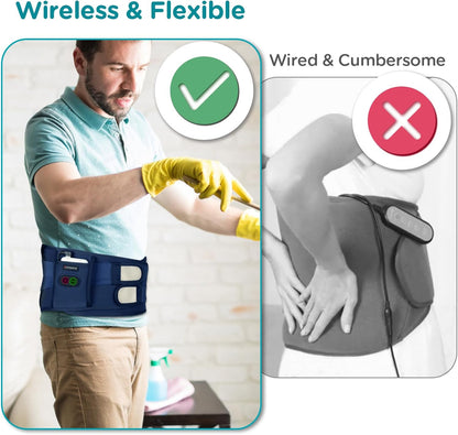 Comfytemp Cordless Heating Pad with Massager for Back, Birthday Gifts for Women Men, FSA Eligible HSA Portable Lower Back Massager Rechargeable Wireless Electric, Mom Dad Seniors 3 Heat 30mins Off