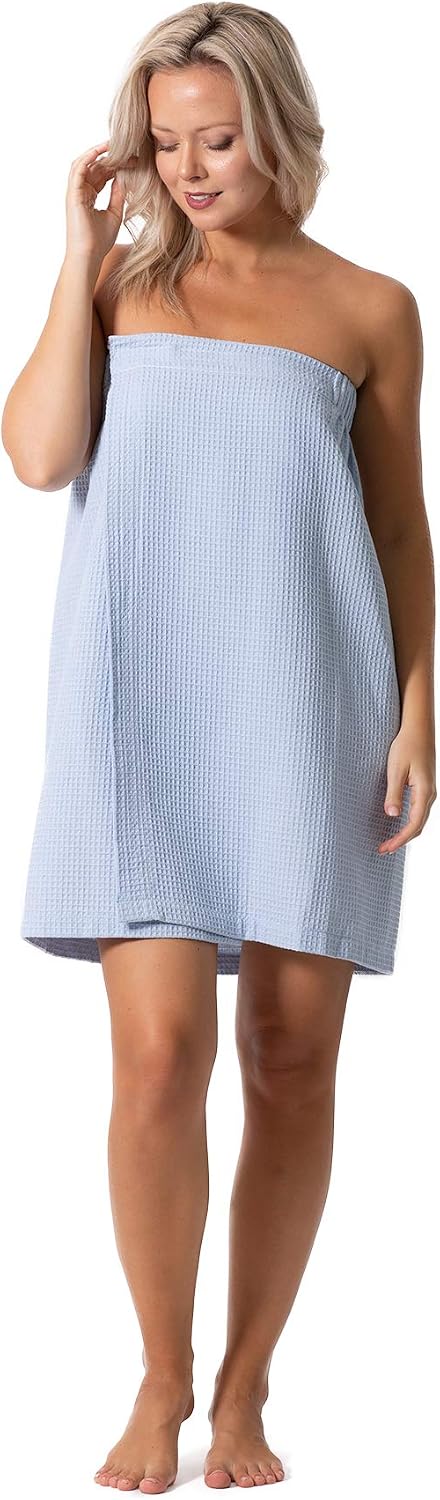 Turkish Linen Women’s Waffle Spa Body Wrap with Adjustable Closure