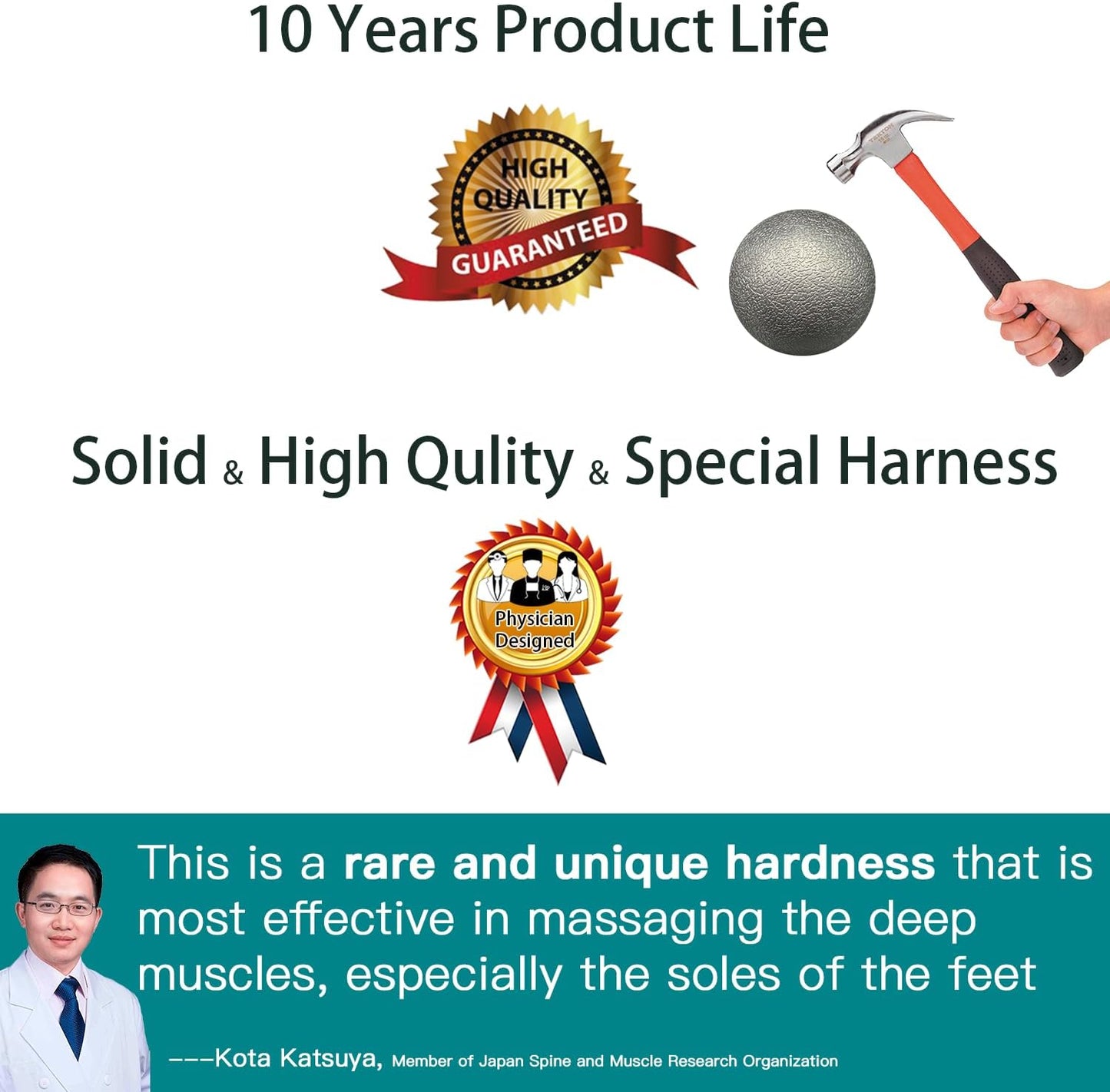 Hard Lacrosse Ball + Soft Peanut Massage Ball Set – Deep Tissue & Trigger Point Tool for Plantar Fasciitis Relief, QL, Iliacus, Glutes, Neck, Hamstrings, Hip Flexors & Myofascial Release