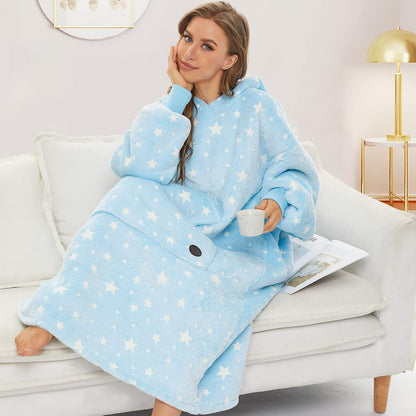 THREE POODLE Wearable Blanket Hoodie for Women, Oversized Sherpa Sweatshirt Blanket for Adults Men, Cozy Hooded Blankets, Gifts for Teen Girls Women Mom Sister