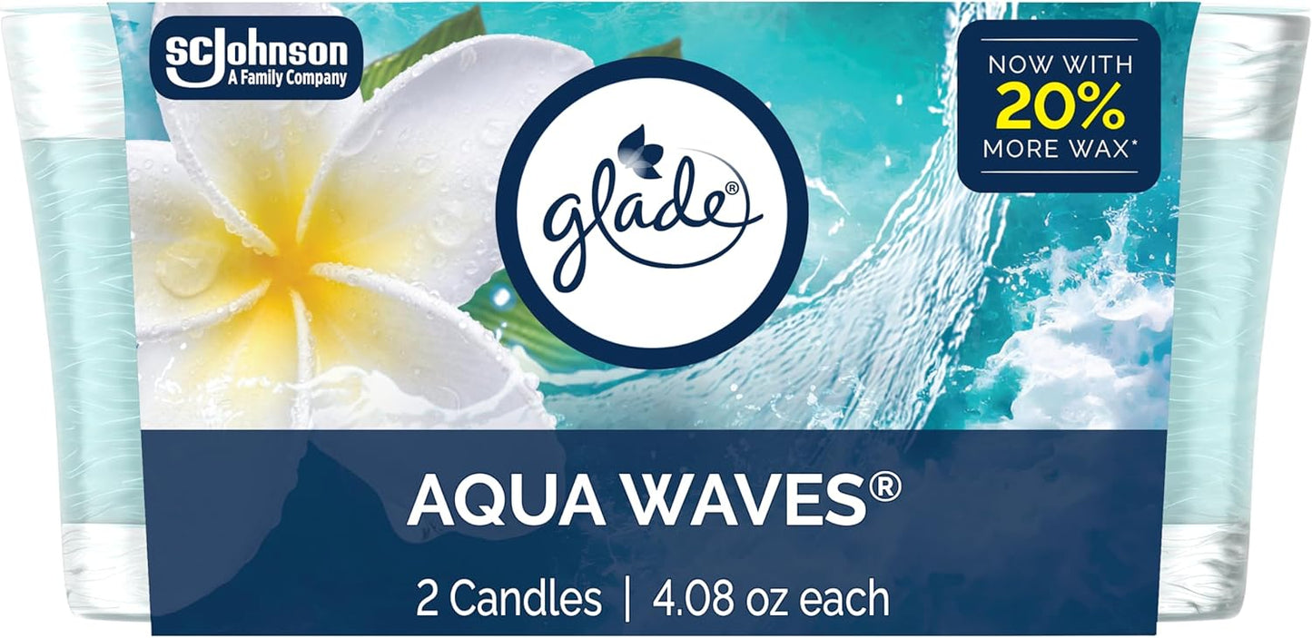 Glade 1-Wick Scented Candle Jar, Clean Linen, Air Freshener Infused with Essential Oils, 4.08 Oz, 2 Count
