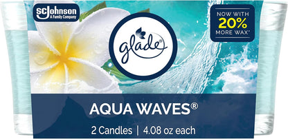 Glade 1-Wick Scented Candle Jar, Clean Linen, Air Freshener Infused with Essential Oils, 4.08 Oz, 2 Count