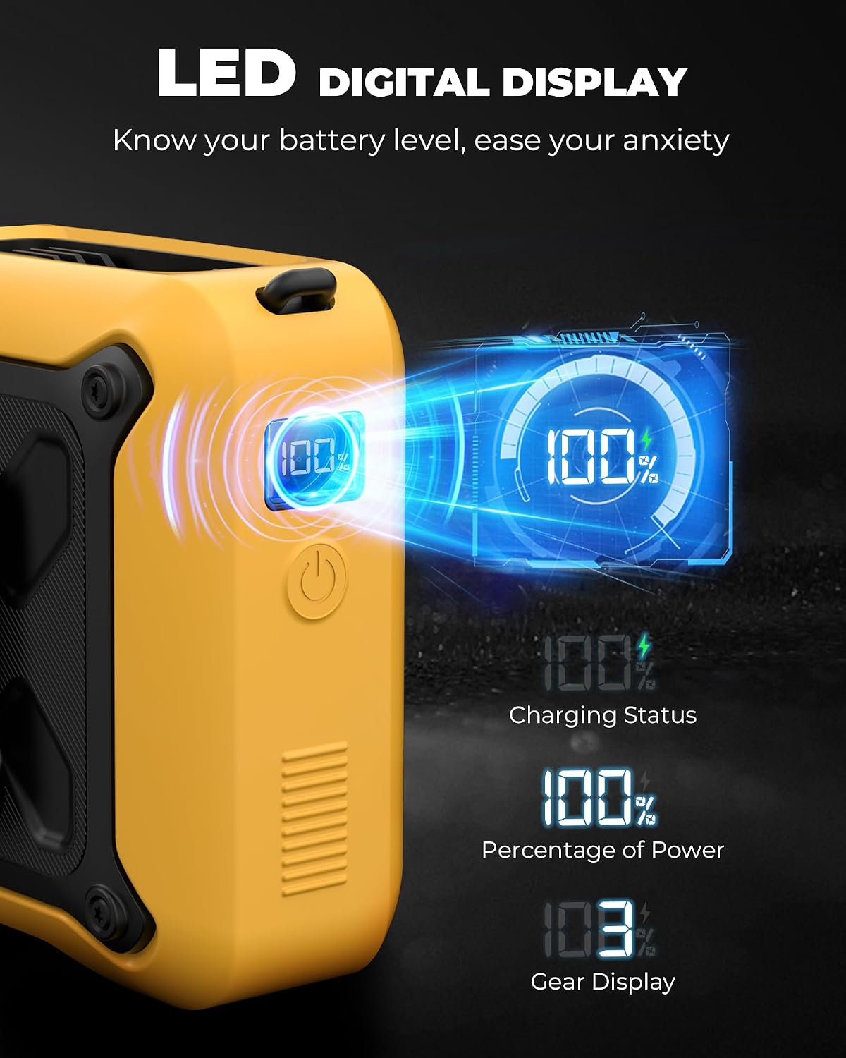 Portable Waist Fan Clip on Belt Under Shirt w/LED Display & Flashlight, 8000mAh Battery Powered, Rechargeable 5-Speed 14600RPM Personal Cooling Fan for Construction, Warehouse, Outdoor Jobsite, Orange