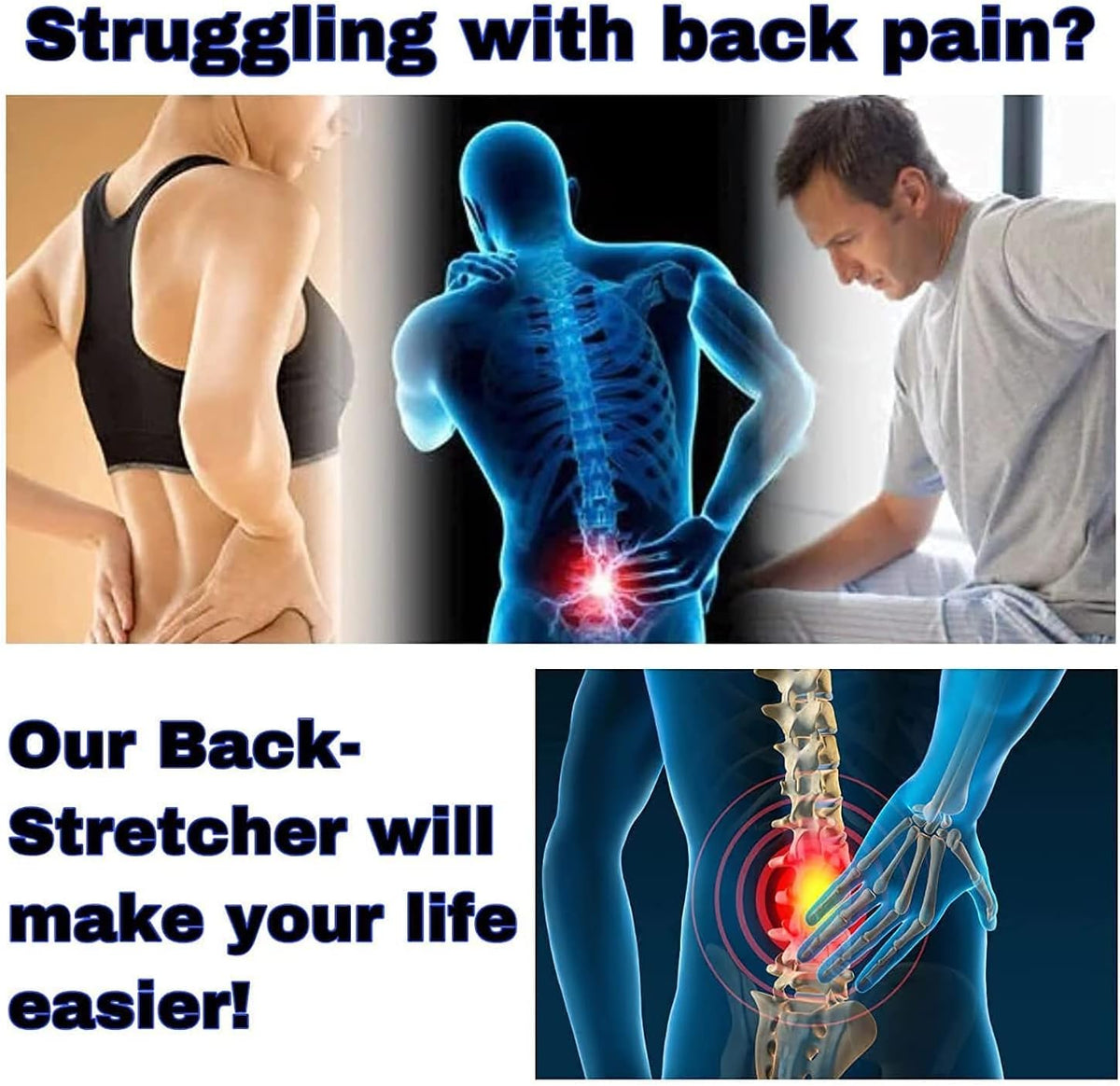 Back Stretcher Device for Back Pain Relief - Lumbar Support - Spine Deck - Massager for Back - Spine Stretcher Helps Lower Back Pain - Easy Back Therapy that relieves Chronic Pain