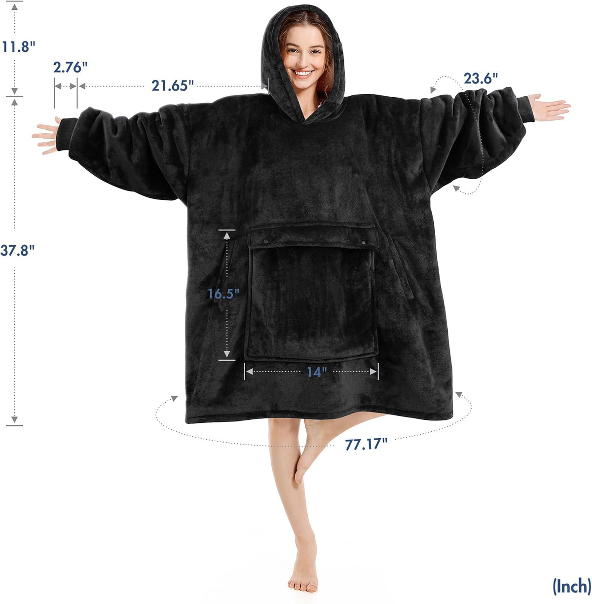 Narecte Cozy Oversized Hoodie Blanket Wearable Blanket for Adults