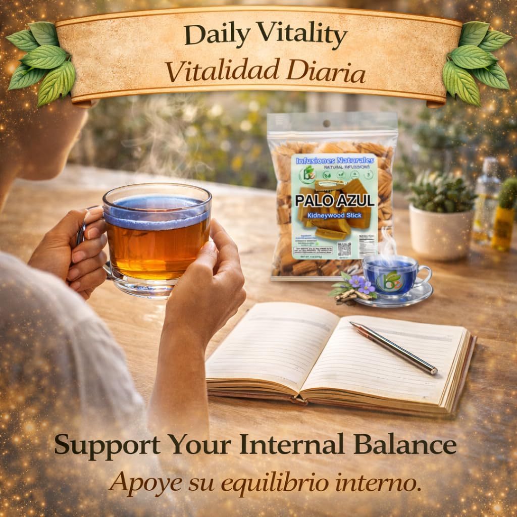 Palo Azul Herbal Tea (4 oz / 113g) – Authentic Kidneywood (Eysenhardtia polystachya) – Visual Blue Fluorescence Infusion – Wildcrafted, 100% Natural, Non-GMO – Makes 40+ Cups – by BEXPERTSUSA