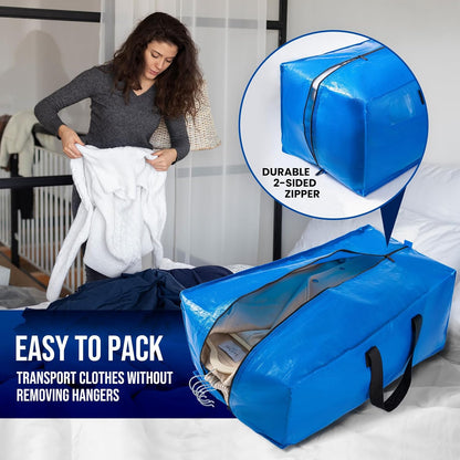 TAILI Blue Extra Large Moving Bags,Storage Bags with Visible Window