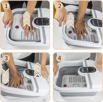 Collapasible Foot Spa Bath Massager with Heat, Pedicure Foot Spa with Bubbles/Timer/Temperature Control, Feet Soak Tub for Home, Office, Relaxation and Stress Relief, Gift for Men and Women
