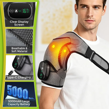 Shoulder Heating Pad with Massage, FSA Eligible Items List, Shoulders Massager for Pain Relief, Left Right Heated Shoulder Wrap for Rotator Cuff & Shoulder Brace Support, HSA Approved Products Only
