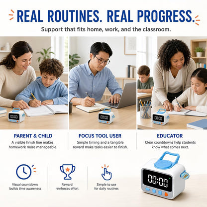 Sticker Timer Visual Countdown Timer with 200 Medal Reward Stickers for Kids Rewards, Rechargeable Digital Timer for ADHD Focus, Classroom & Homeschool Tool