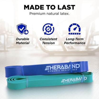 THERABAND High Resistance Band Set of 2, Light and Medium Loop, 15-25 lb