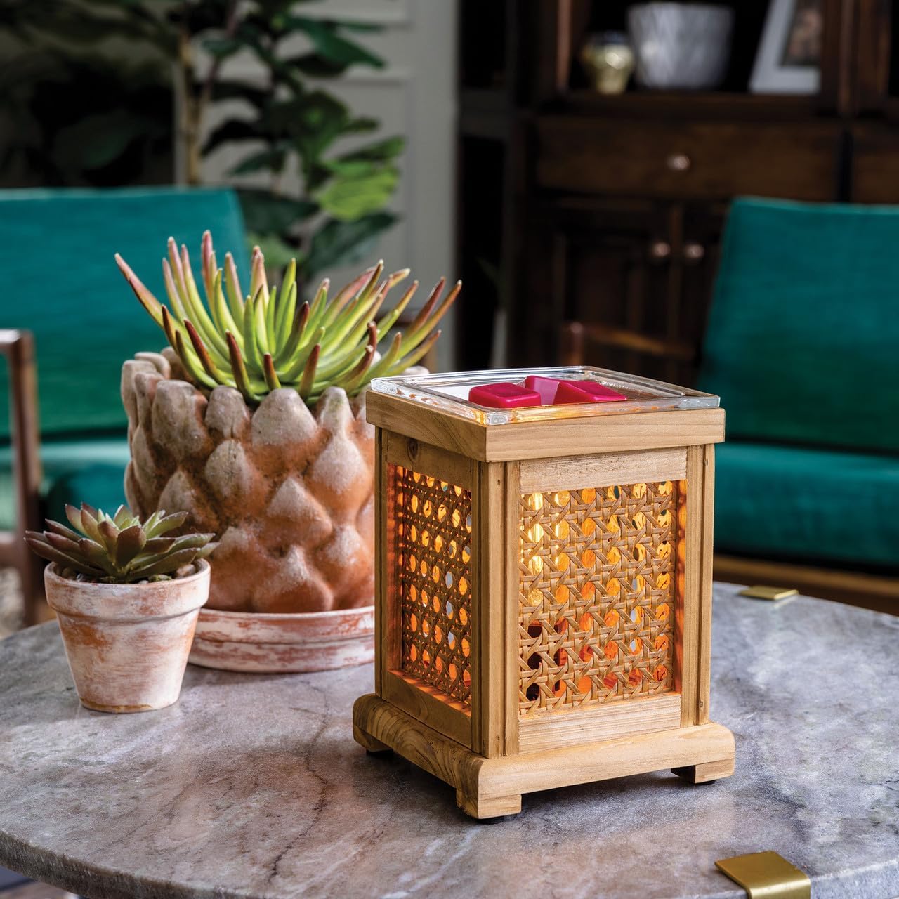 Candle Warmers ETC. Vintage Bulb Illumination Fragrance Warmer- Light-Up Warmer for Warming Scented Candle Wax Melts and Tarts to Freshen Room, Apothecary