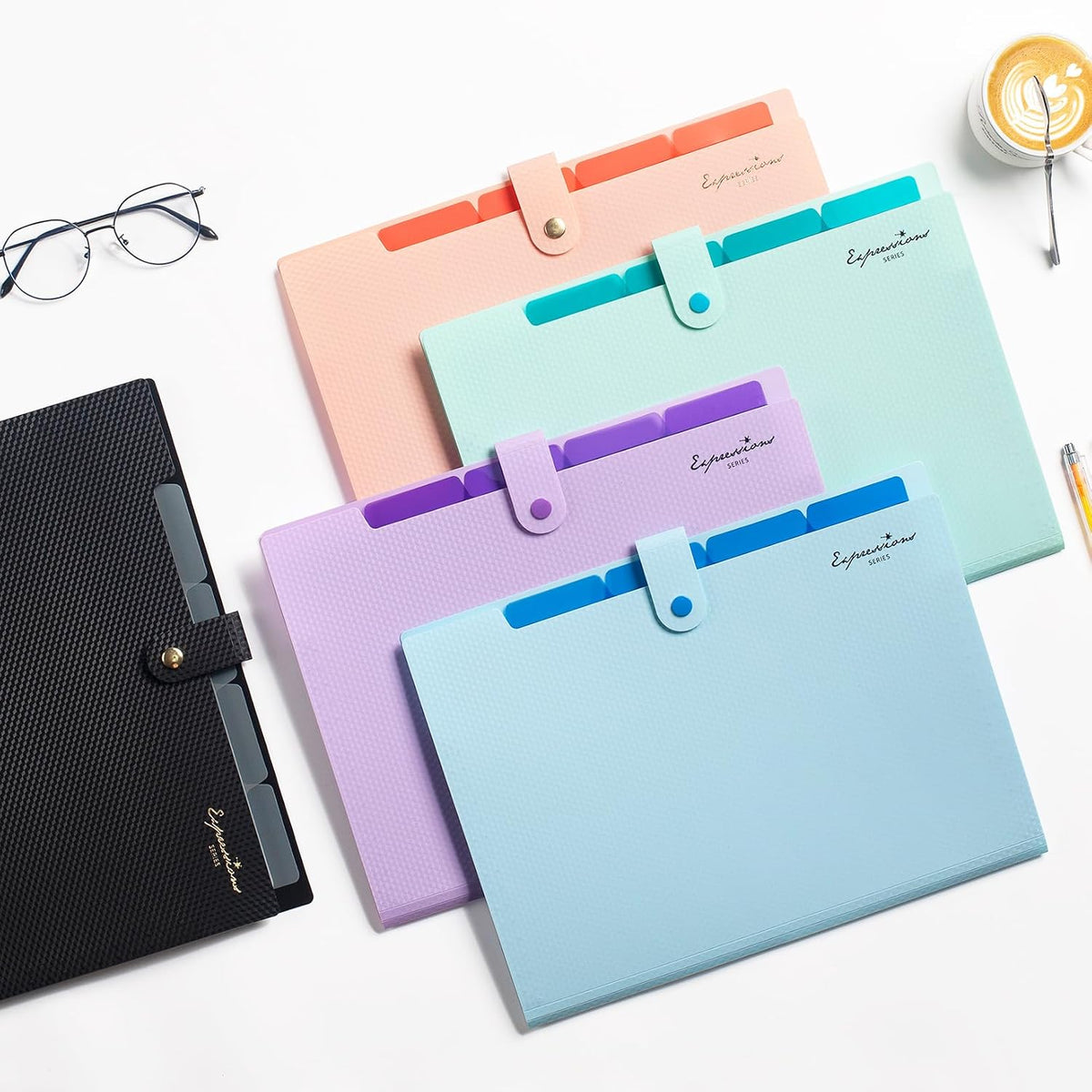 Sooez Accordion File Organizer 8 Pocket, Expanding File Folder with Labels