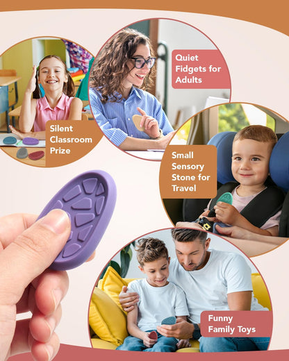 Fidget Toys Adults Sensory Stone: 8 Pack Texture Worry Stone for Kids Calming - Sensory Autism Toys for Stress Relief - Quiet Small Fidgets for Classroom Prizes