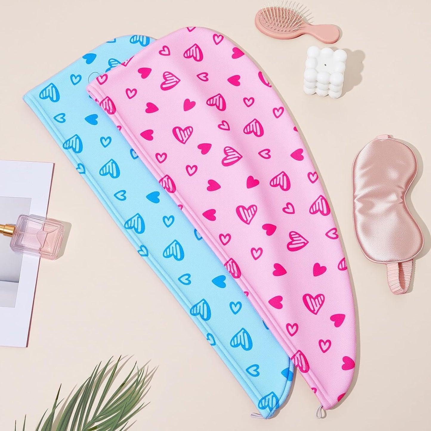 Unicorn Castle Microfiber Hair Towel for Kids 2Pack Hair Wrap Towels Absorbent Hair Drying Towel Wrap Hair Turbans for Curly Thick Hair, Pink White Strawberry