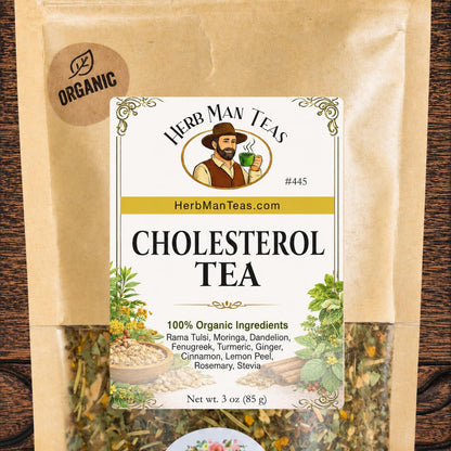 CHOLESTEROL HEALTH TEA – Traditional Herbal Tea for Healthy Cholesterol Levels with Moringa, Fenugreek, Turmeric, Cinnamon, Ginger, Tulsi & Dandelion – Premium Organic Loose Leaf Tea by Master Herbalist Khabir – Non-GMO, No Additives