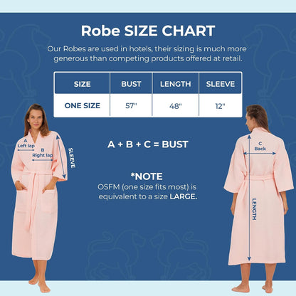 MONARCH Unisex Square Waffle Spa Kimono Robe – Soft Lightweight Fabric & Generously Sized Hotel & Spa Robe with Pockets
