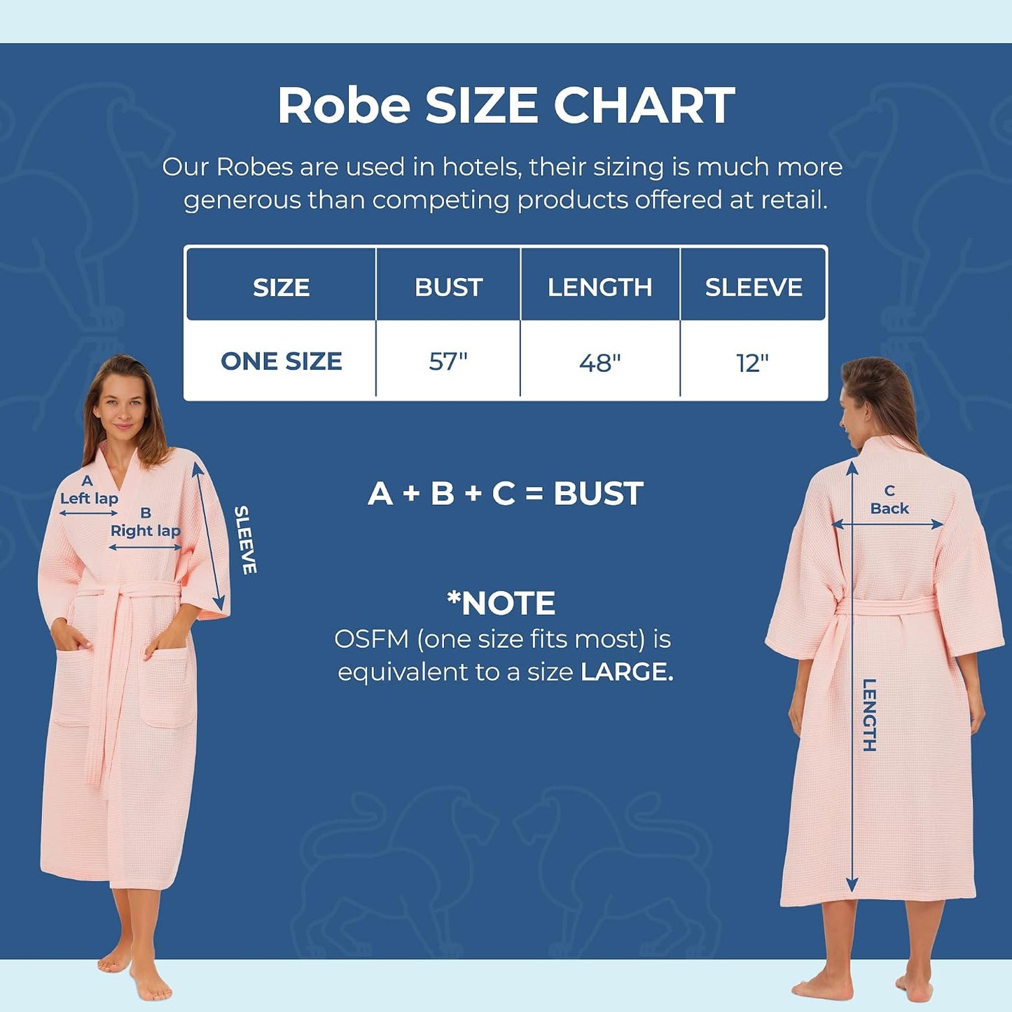 Monarch Square Waffle Spa Kimono Robe for Men or Women