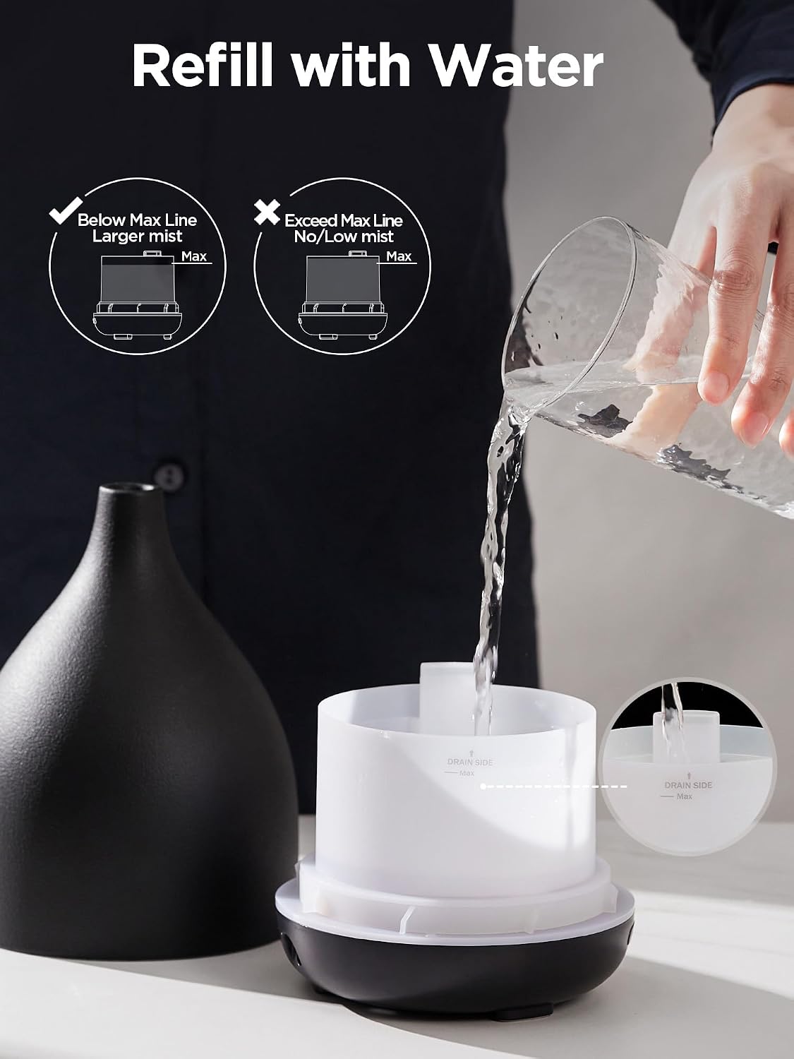 InnoGear Oil Diffuser, 300ML Ceramic Diffuser for Essential Oils Handcrafted Aromatherapy Diffuser Ultrasonic Cool Mist Humidifier with 4 Timers Waterless Auto Off for Room Office, White