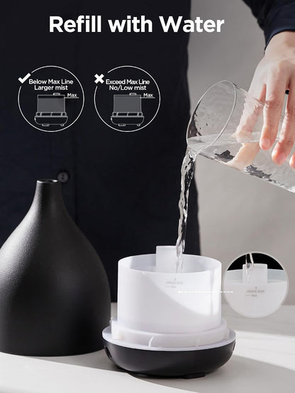 InnoGear Oil Diffuser, 300ML Ceramic Diffuser for Essential Oils Handcrafted Aromatherapy Diffuser Ultrasonic Cool Mist Humidifier with 4 Timers Waterless Auto Off for Room Office, White