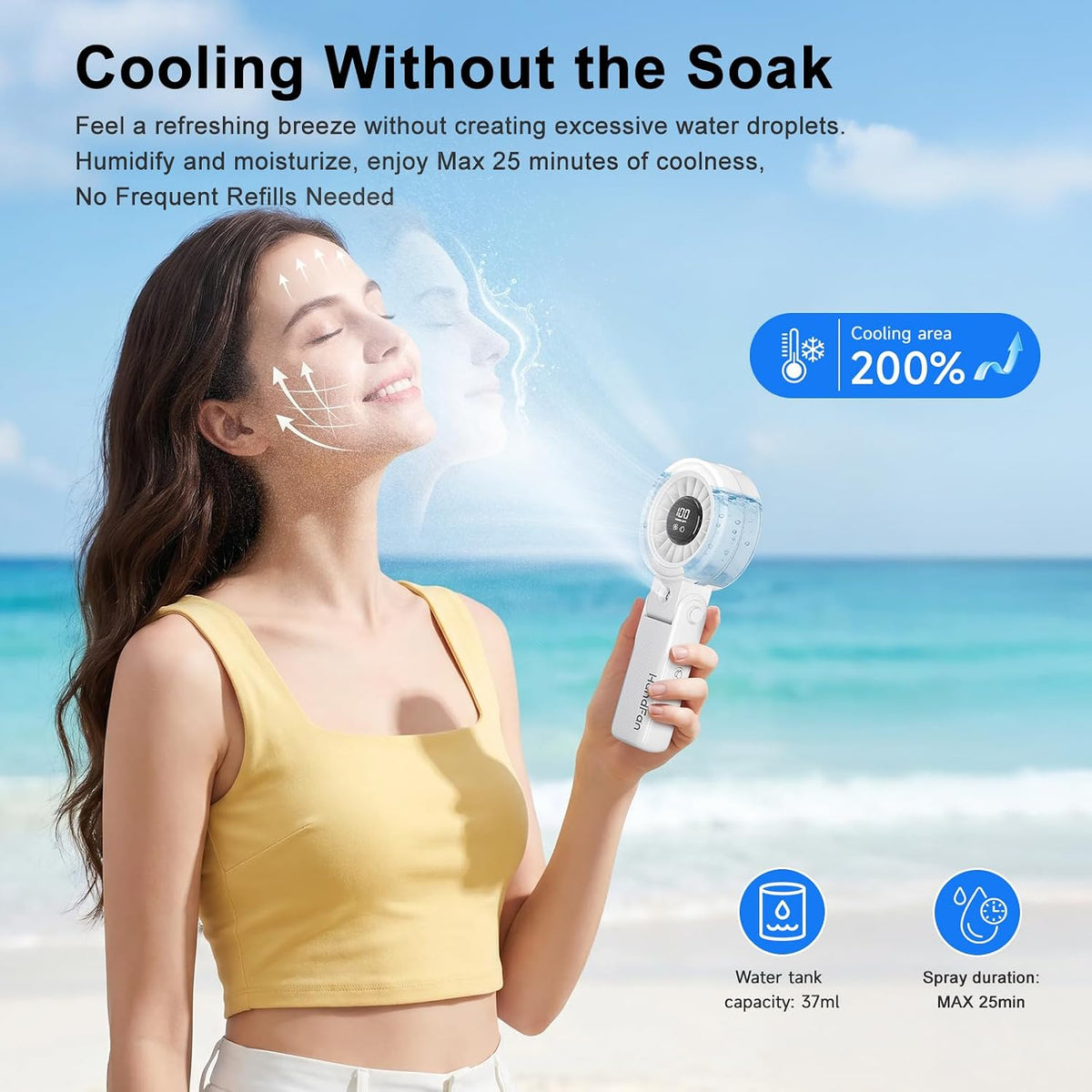 HandFan 4000mAh Handheld Turbo Misting Fan, 100 levels Adjustable High Speed Mister Fan, Portable Spray Water Mist Fans, Foldable Mini Hand Fans for Summer Beach Travel Concerts Disney(Royal Blue)