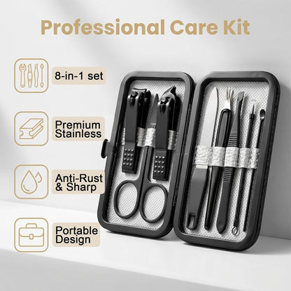 Moreplus Nail Clippers Set, 8 PCS Professional Manicure Set and Pedicure Kit with Travel Case,Stocking Stuffers, Christmas Gift for Men and Women