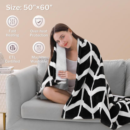 VENTIMI Electric Blanket Heated Throw, 50" x 60" Heated Blanket with 5 Heat Levels & 3 Hours Auto Off, Fast Heating Blankets with ETL & FCC Certification, Grey