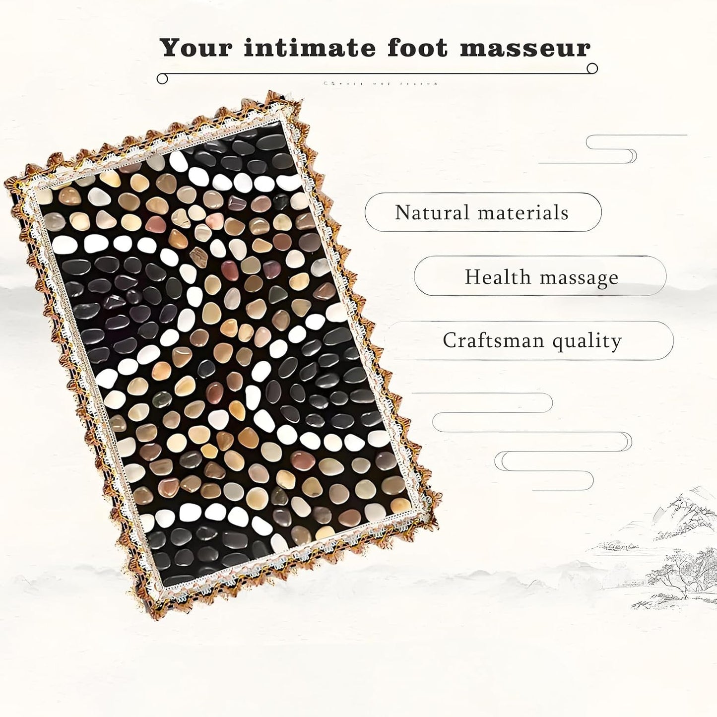 LIYAOLI Wood Foot Massager Mat - Portable Acupressure Pad for Pain Relief, Foldable Pressure Point Relief Tool, Home Spa Therapy Foot Massage Board, Ideal Gift for Seniors