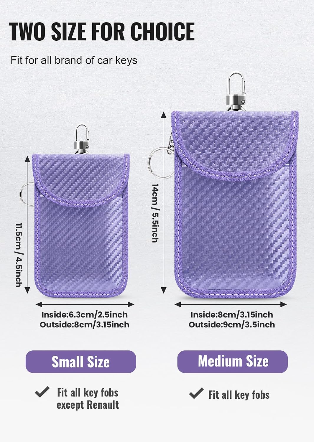 Faraday Pouch for Car Keys, Faraday Bag, Car RFID Signal Blocking Holder, Key Fob Protector, Key fob cage Block Signal Anti-Theft Fob Case (2 Pack)