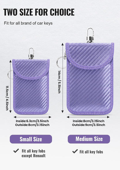 Faraday Pouch for Car Keys, Faraday Bag, Car RFID Signal Blocking Holder, Key Fob Protector, Key fob cage Block Signal Anti-Theft Fob Case (2 Pack)