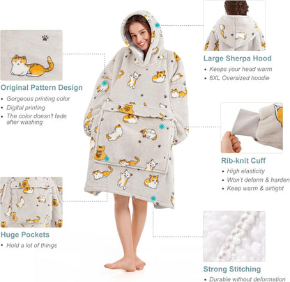 Narecte Cozy Oversized Blanket Hoodie Wearable Blanket Adults Soft Hooded Blanket Hoodie Birthday Gifts for Women Christmas - Colors B