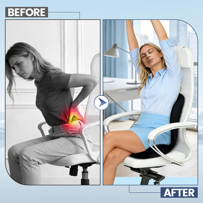 Memory Foam Seat Cushion for Office Chair and Car Seat | Sciatica & Hip & Coccyx Pain Relief Desk Chair Cushion for Long Sitting Office Workers, Car Drivers, Wheelchair, Home