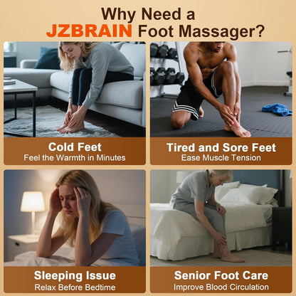 JZBRAIN Foot Massager for Plantar Fasciitis & Neuropathy 2026 Upgraded | Comfortable Shiatsu Massage with Heat, Kneading, Vibration & Compression