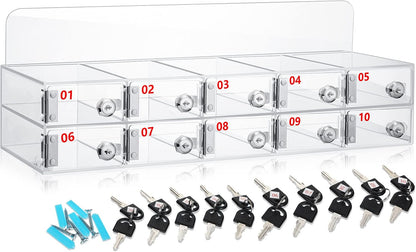 Threan 12 Slot Cell Phone Storage Box, Acrylic Clear Cell Phone Storage Cabinet Wall Mounted with Door, Locks and Keys for Office School Factory