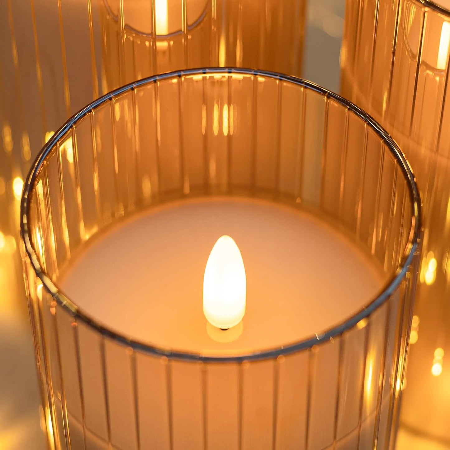 ANGELLOONG Flickering Flameless Candles, Realistic Battery Operated Candles with Remote and Timer, Set of 3 LED Candles for Fall Room Home Wedding Decor Centerpieces Table Party Christmas Decorations