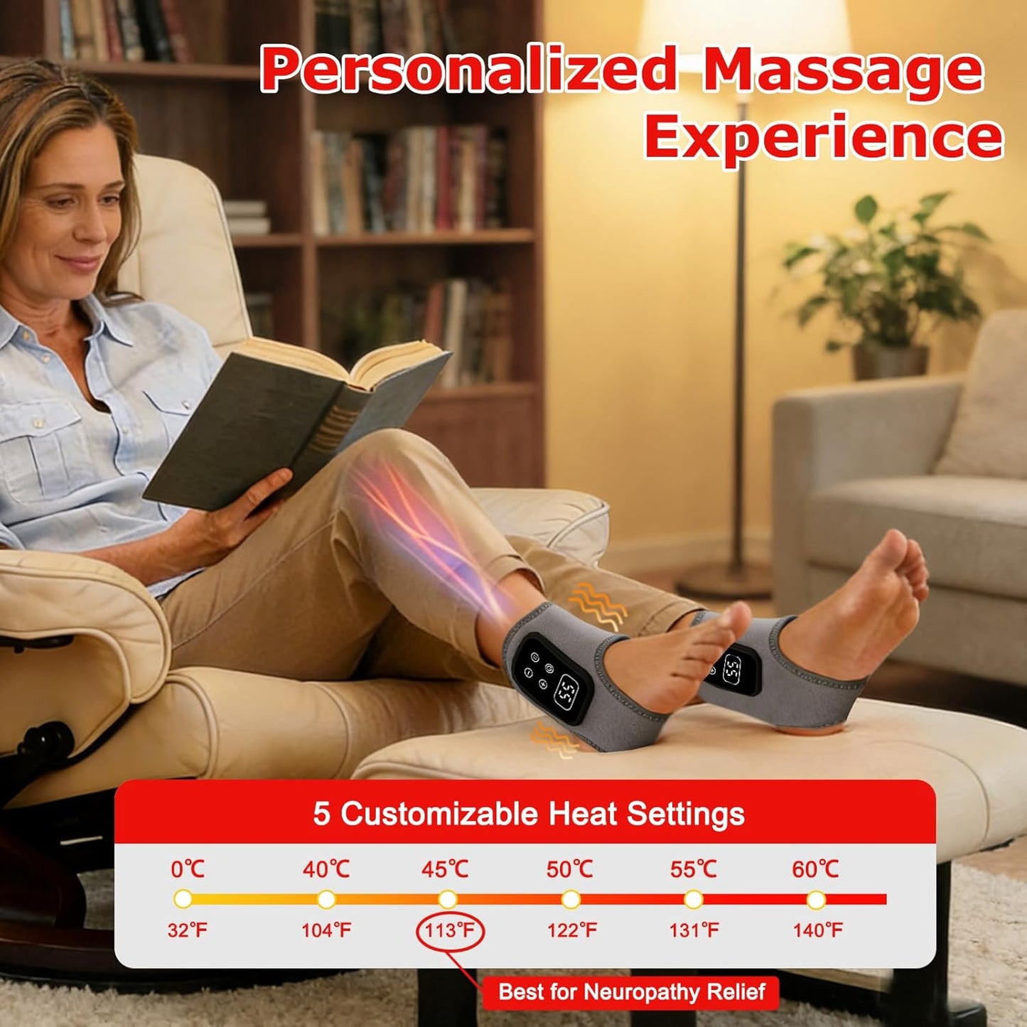 2-Pack 2026 Upgraded 3-in-1 Foot and Ankle Massager - 5 Vibration Modes and 5 Heating Levels, Suitable for Relieving Daily Foot Fatigue, Wireless and Portable，Grey