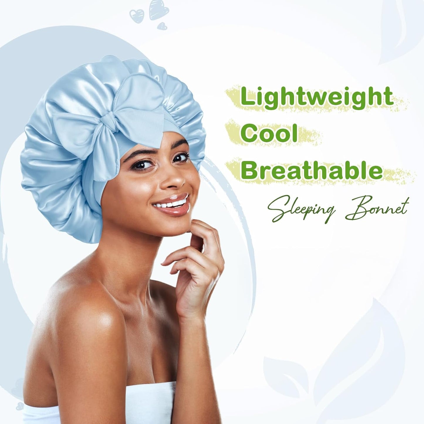 BONNET QUEEN Silk Bonnet for Sleeping for Women Satin Bonnet Night Cap for Curly Hair with Tie Band, Single Layer, Cream Pink