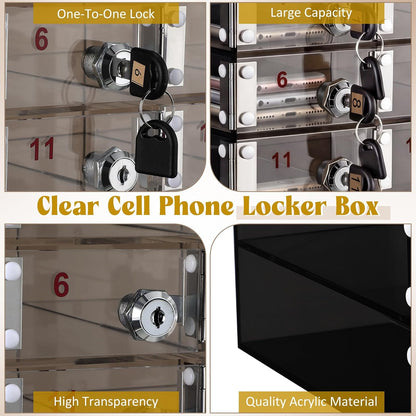 Layhit 20 Slots Cell Phone Locker Box for Classroom, Back to School, Clear