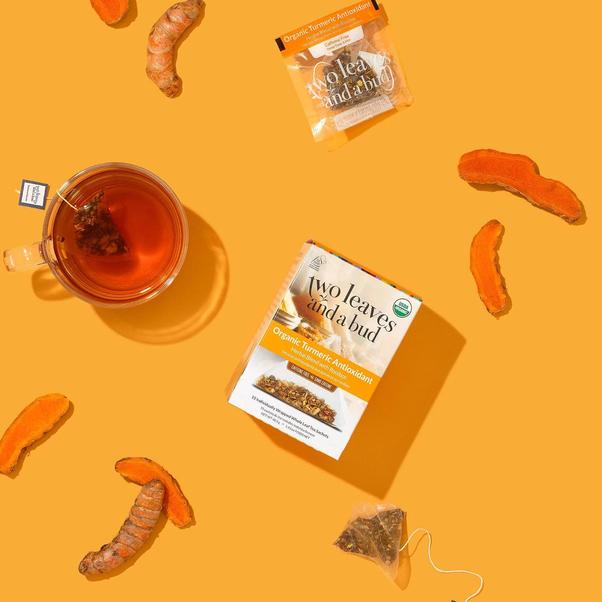 Two Leaves and a Bud Organic Turmeric Tea, 15 Count (Pack of 1)