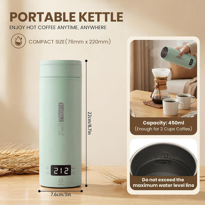Portable Electric Kettle （120V）, Travel Tea Kettle, 316 Stainless Steel Premium Liner, 4-speed Temperature Adjustment with Auto Shut-off and Boil-Off Protection black