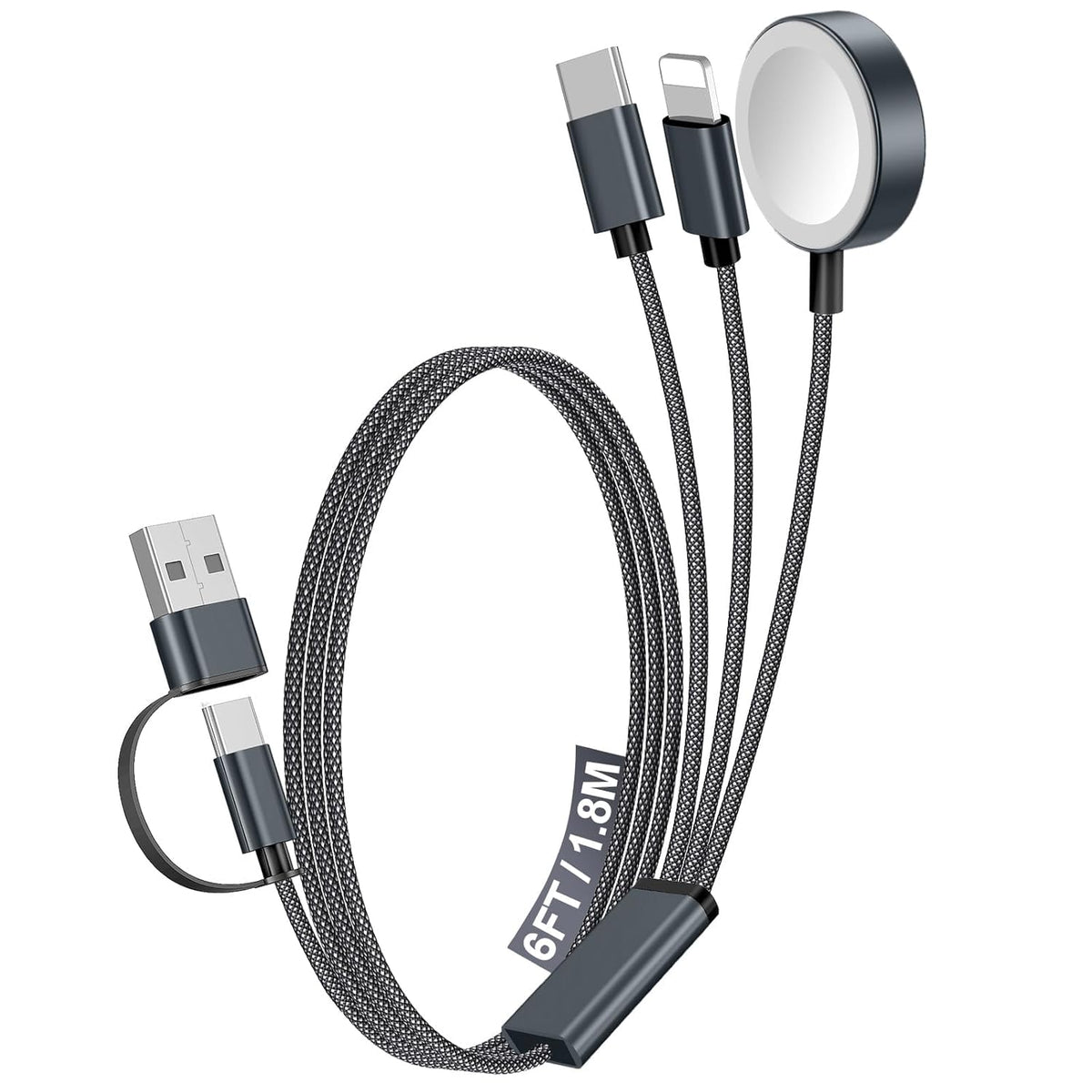 Travel Essentials for Apple Watch Charger,3-in-2 Multi Charging Cable