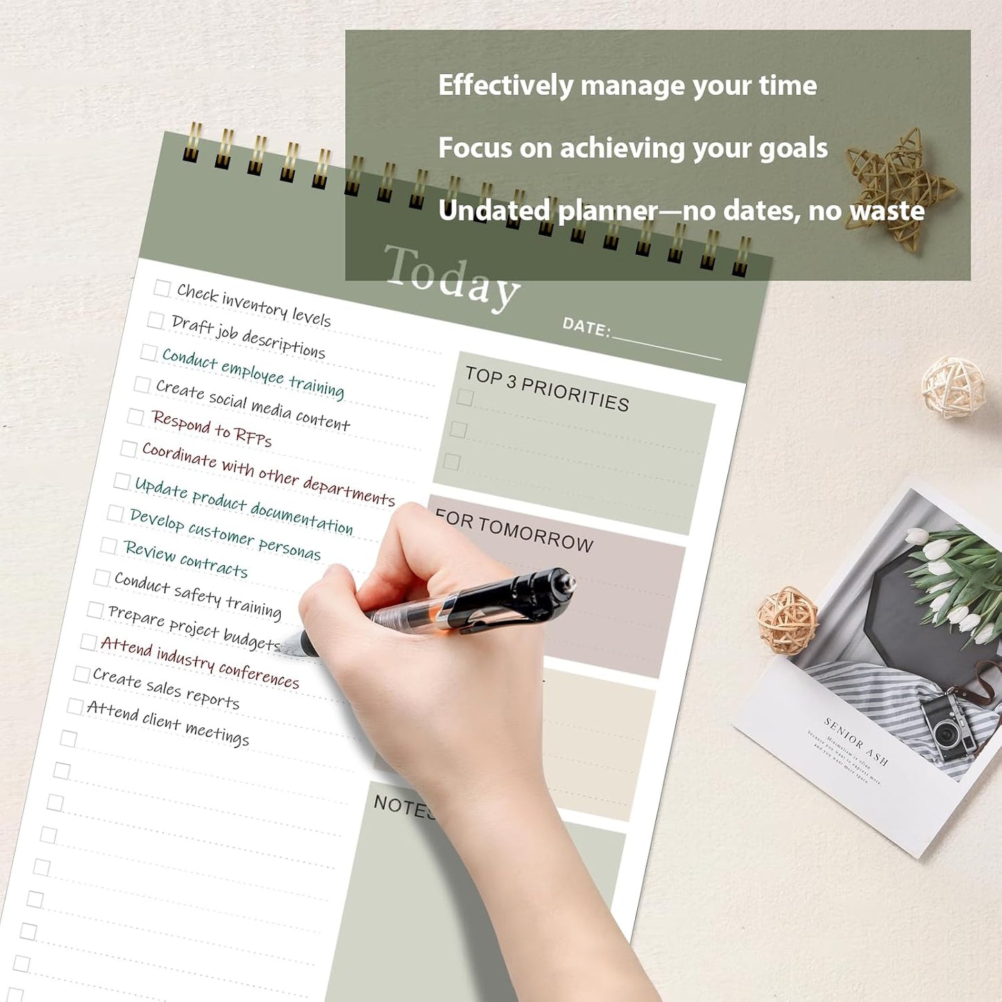Weekly To Do List Notepad, Undated Planner with 52 Sheets (8.5''x11'') | Desk Accessories and Supplies, Women & Man, Home School & Work