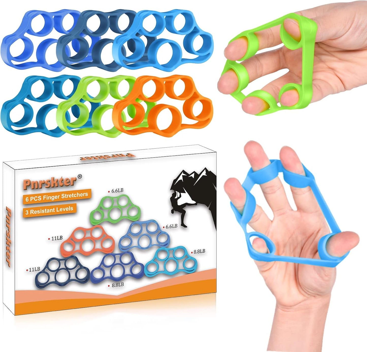 Hand Grip Strengthener, Finger Exerciser, Grip Strength Trainer (6 PCS),New Material,Forearm Grip Workout, Finger Stretcher, Relieve Wrist Pain, Carpal Tunnel