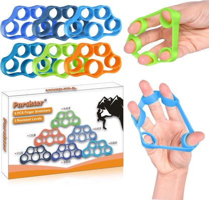 Hand Grip Strengthener, Finger Exerciser, Grip Strength Trainer (6 PCS),New Material,Forearm Grip Workout, Finger Stretcher, Relieve Wrist Pain, Carpal Tunnel