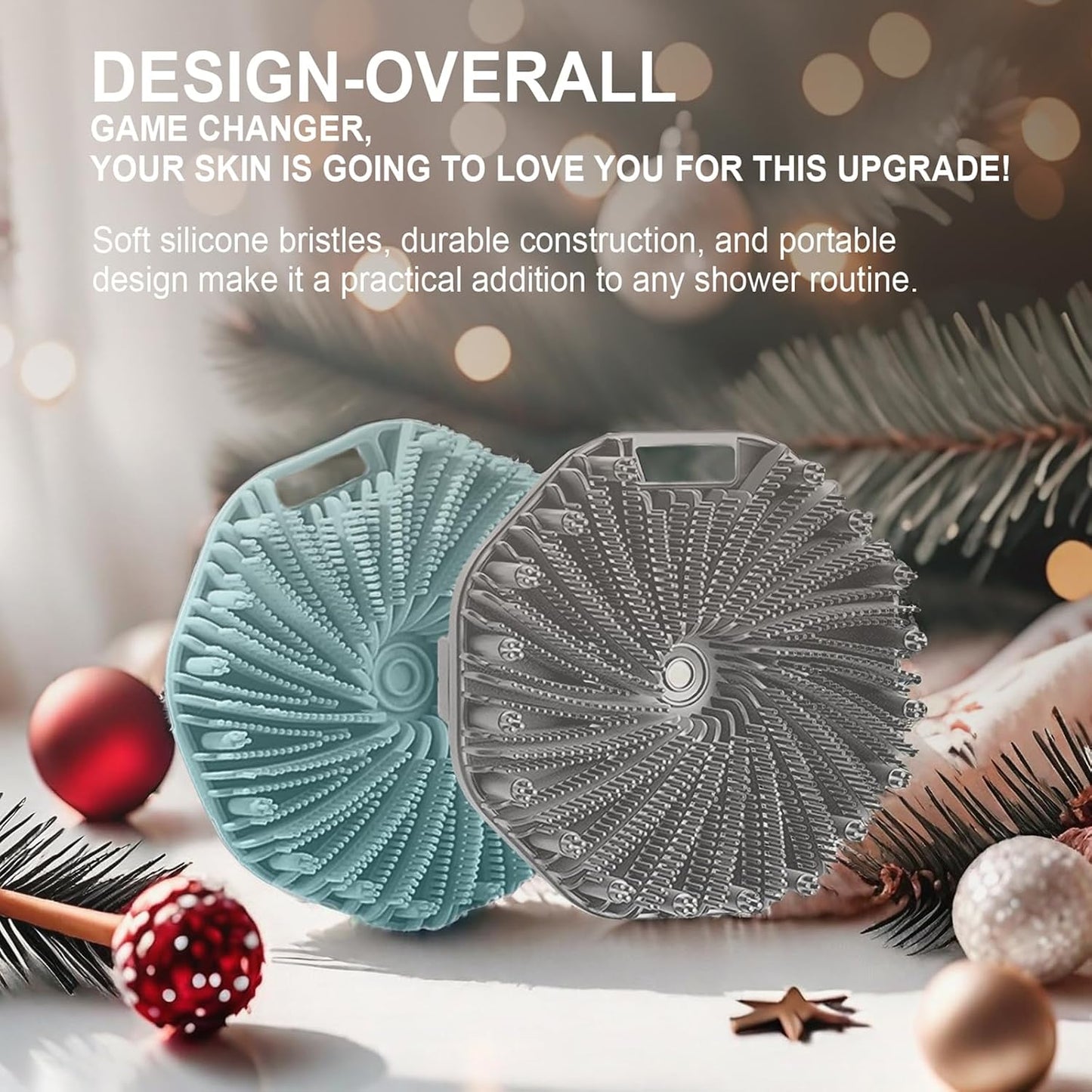 Silicone Body Scrubber – Dual-Sided Silicone Loofah for Shower, Set of 2 Soft Exfoliating Body Bath Shower Scrubber Loofah Brush Easy-to-Clean for Sensitive Kids Women Men All Kinds of Skin