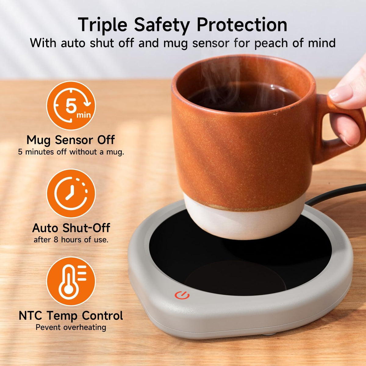 Oracer Coffee Mug Warmer, Cup Warmer for Desk with Auto Shut Off Smart Temperature Settings, Electric Beverage Tea Water Milk Heater for All Cups and Mugs, Heating Plate Candle Wax Warmer