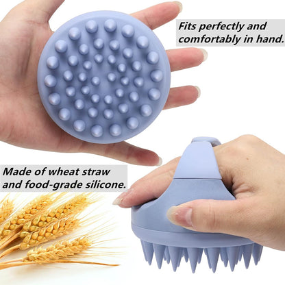 Hair Scalp Massager Shampoo Brush Hair Scrubber Washing Brush Silicone Scalp Exfoliator for Dandruff Removal- Beige