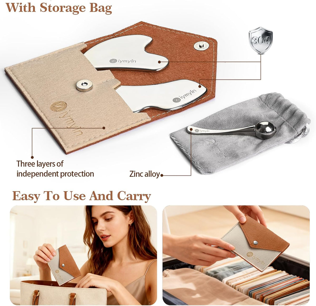 304 Stainless Steel Gua Sha Tool Facial Lift Jawline Gift for her