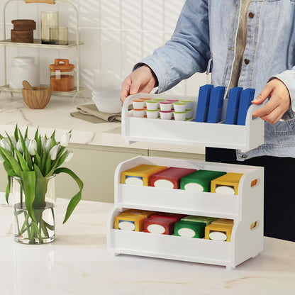3-Tier Bamboo Tea Bag Organizer, Stackable Tea Holder for Countertop, Black